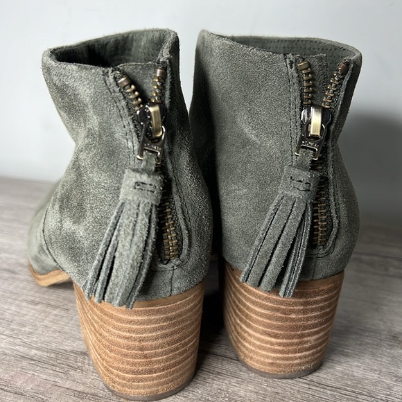 Toms Leila Green Suede Leather Ankle Block Heel Boots size 7.5 - Picture 4 of 7